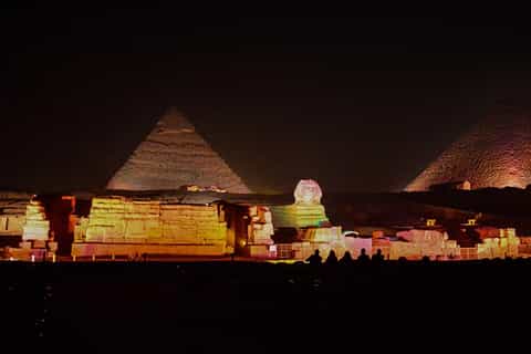 From Cairo: Giza Pyramids Tour with Light Show and Transfer