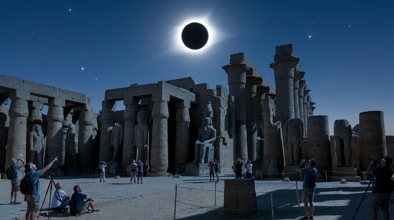 Luxor and a full solar eclipse of the century in Polish from Hurghada