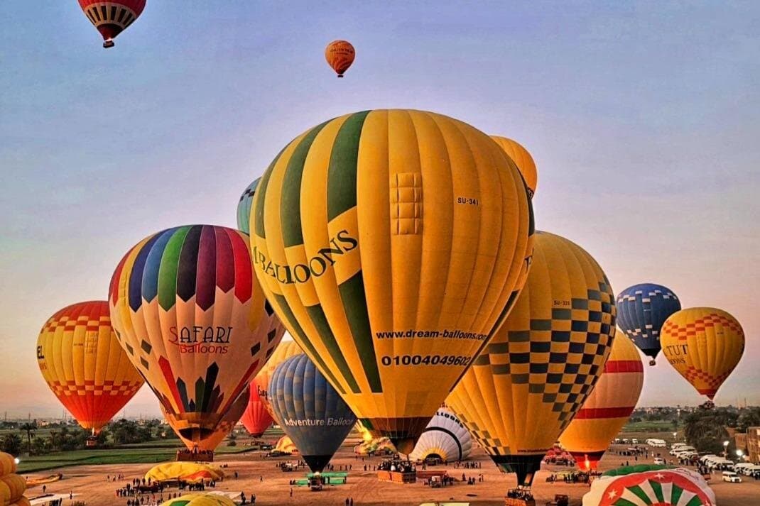 Cheapest Hot Air Balloon Ride over the sky of luxor west bank open air museum